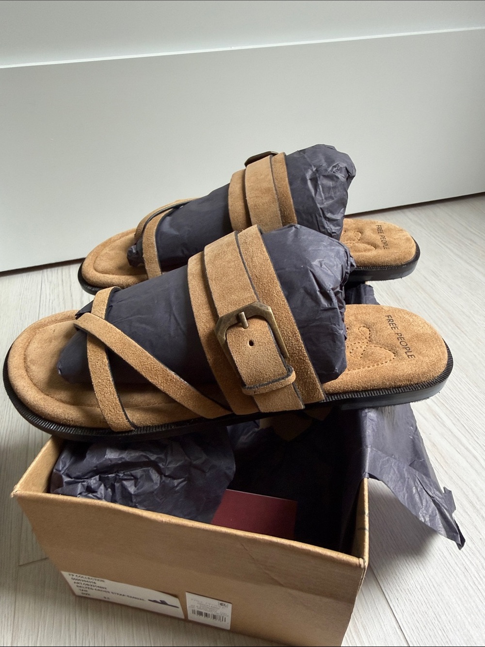 Free People Tan Belted Cross Strap Sandal - Picture 3 of 5